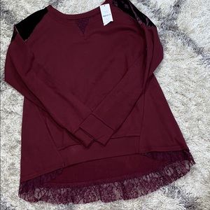 Signature sweatshirt with velvet and lace detail